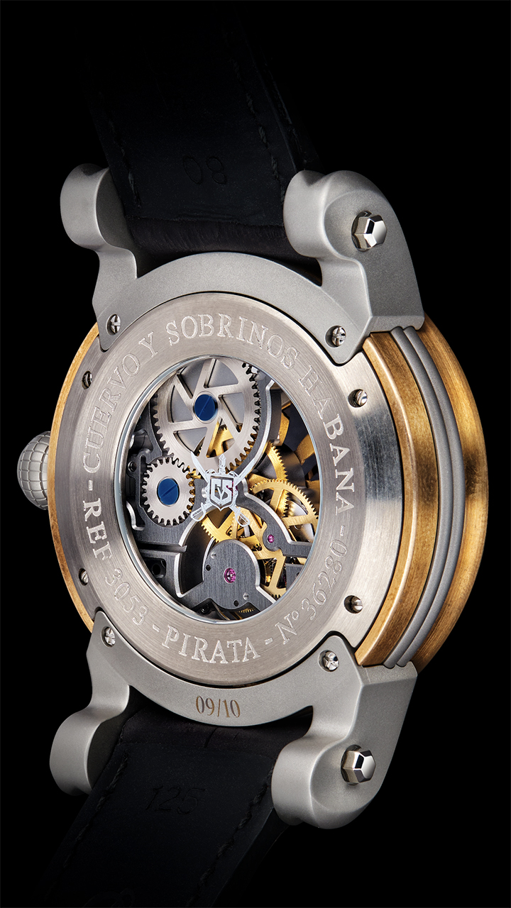 A Pirata Tourbillon BCP T02 jelű szerkezete, hátulról. Forrás: Cuervo y Sobrinos